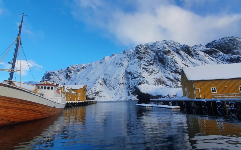 Fugue hivernale en raquettes, sous les aurores boréales des îles Lofoten, en Norvège