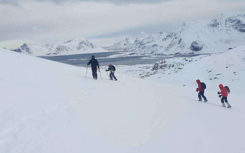 Fugue hivernale en raquettes, sous les aurores boréales des îles Lofoten, en Norvège